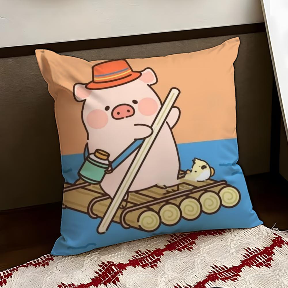 Cartoon LLulu Pig Pink Cushion Cover Reversible Soft Durable Pillow Cover Home  Car MultiScene Use for Daily Comfort