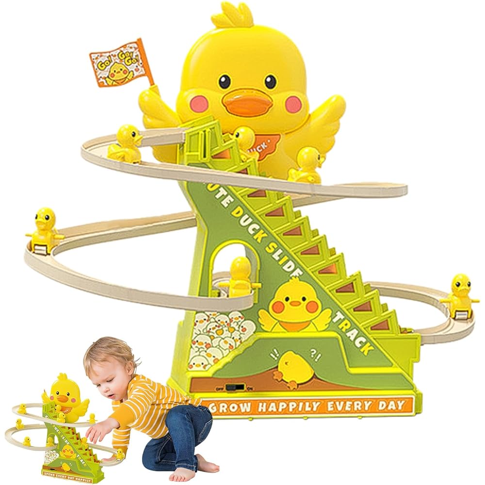 Duck Climbing Slide Track Interactive Educational Toy 8.86x10.83x5.51 Inches for Kids Fun Activity