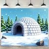 1pc Arctic Ice Background - Winter Wonderland Snow House and Pine Tree Scenes, Durable Polyester Fabric Photo Background