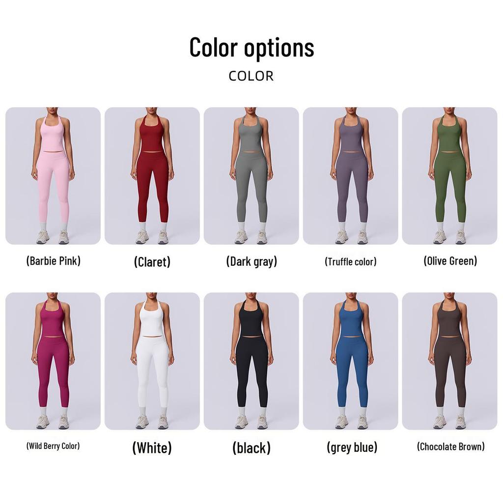Seamless Solid Color Halter Backless Bodycon Yoga & Running Set
