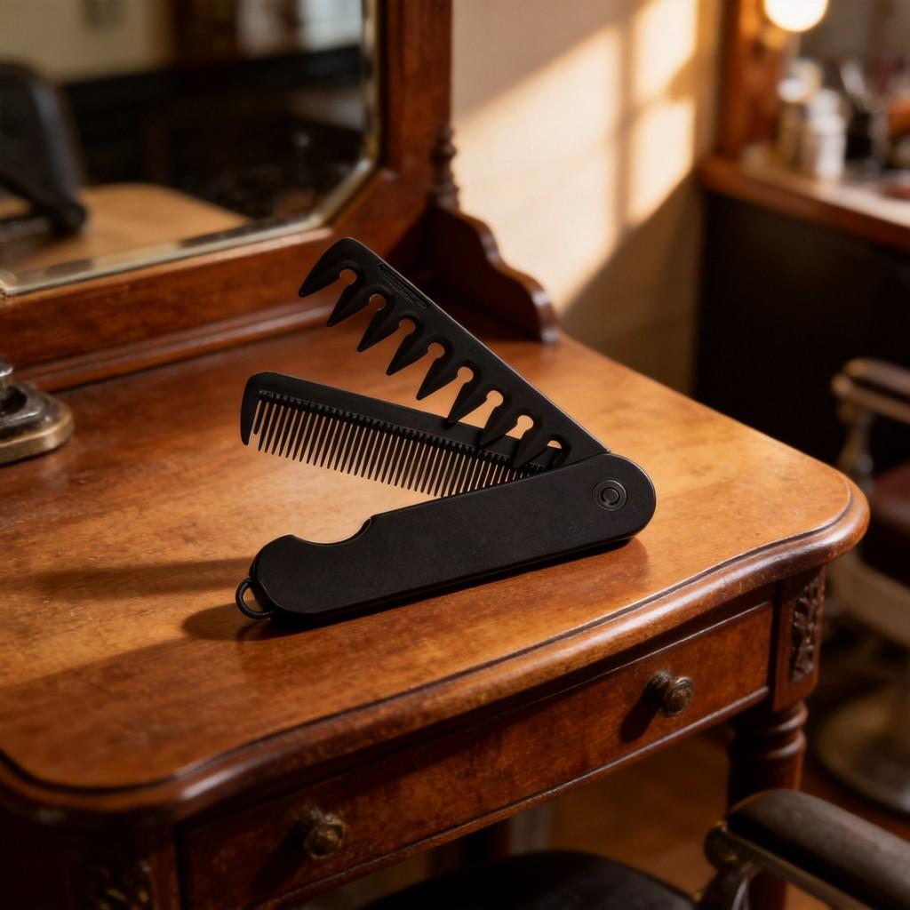 Folding Mens Comb With Abs Material For Travel And Styling Convenience