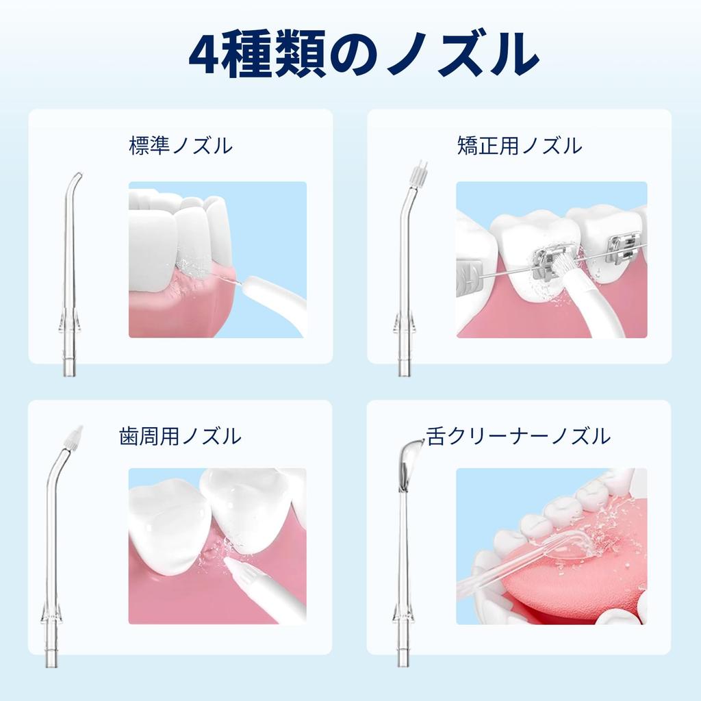 Harune Oral Irrigator Jet Washer with 4 Water Flow 4 Replacement Pulse Water PSI Pressure 300ml Large Capacity Wireless IPX7 Compact Ideal for Oral