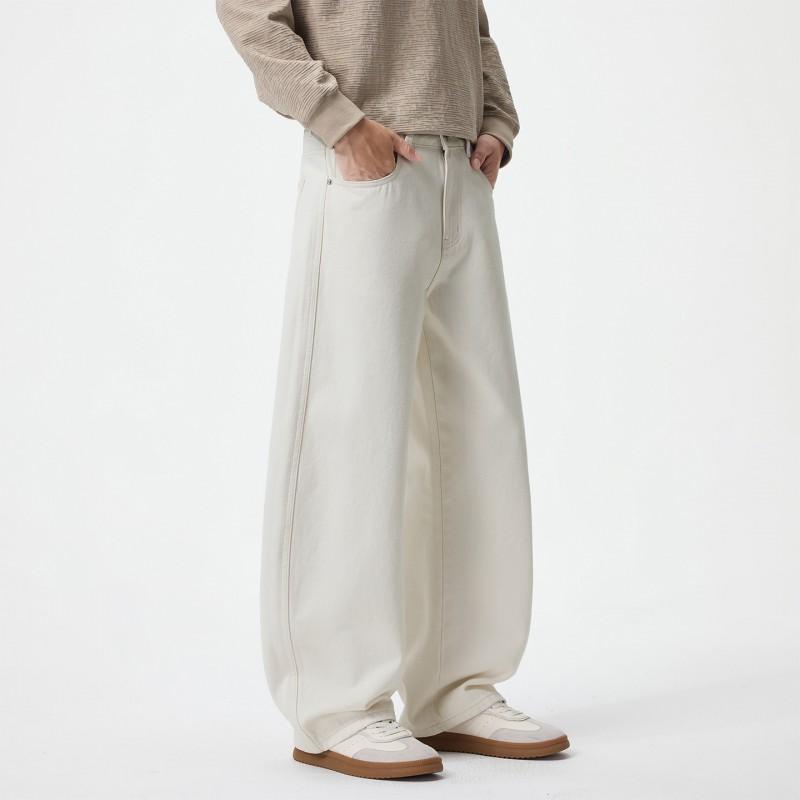 Mens Loose Wide-Leg Jeans 2026 Fall Slim Fit Casual Denim Pants