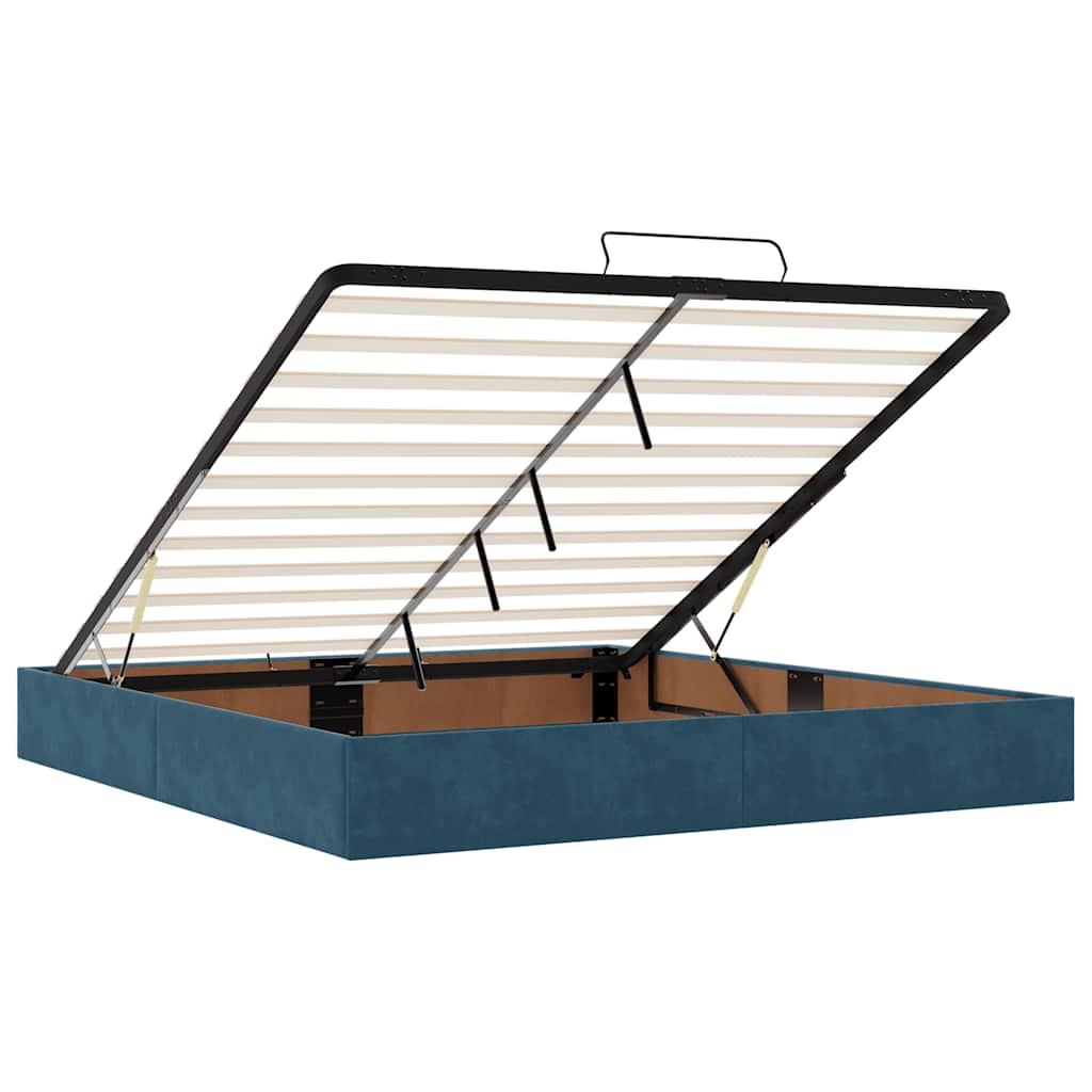 Ottoman Bed without Mattress Dark Blue 160 x 200 cm Velvet