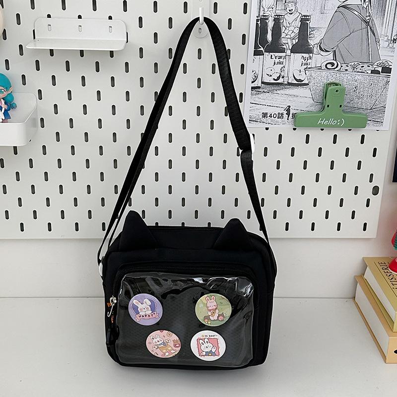 Ins Style Fashionable Transparent Rabbit Ear Pain Bag Fresh and Sweet Student Messenger Bag Cute Versatile Mobile Phone Bag