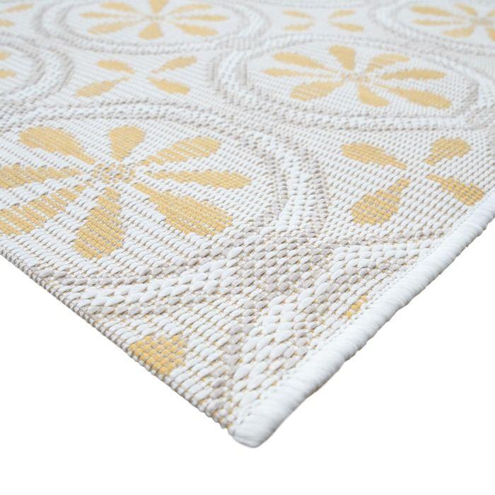 Tapis extérieur intérieur moderne jaune et beige 160x230
