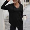 Women's V Neck Long Sleeve Hoodie Oversized Casual Pullover Waffle Knit Tunic Top