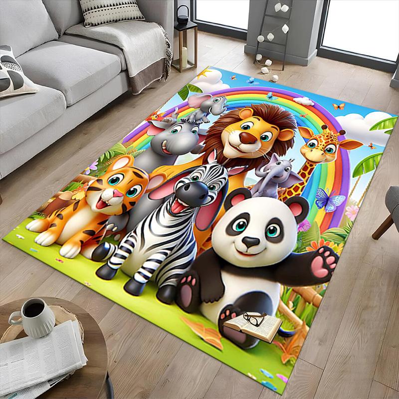 1PC Rainbow Animals Non-Slip Floor Carpet Compatible for Office&Living Room&Bedroom&Dining Room - Soft & Pattern, Vibrant Colors-H0321