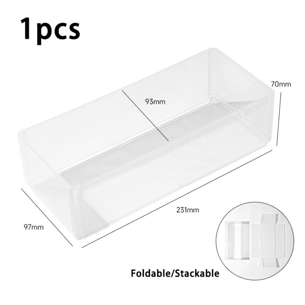 

Durable Clear Stationery Storage Box Foldable Large Capacity Desktop Organizer Stackable Pencil Case Students