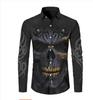 Camicia da uomo a maniche lunghe con stampa tropicale, stile casual da spiaggia