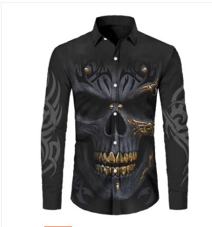 Camicia da uomo a maniche lunghe con stampa tropicale, stile casual da spiaggia