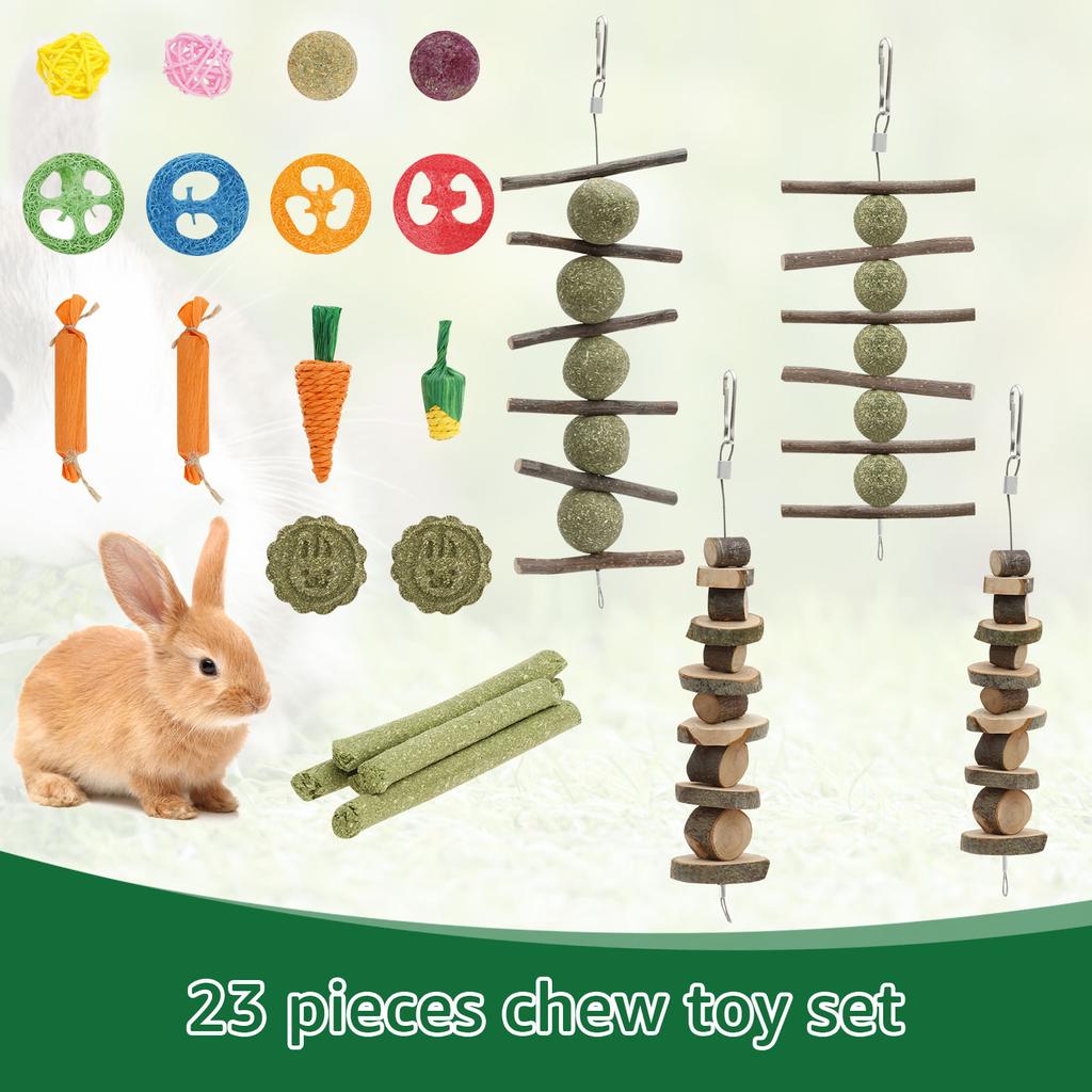 Rabbit Toys Set Safe Versatile Rabbits Hamster Chew Toys Kit Solid Small Wood Boredom Breakers Set for Your Pet Bunny Usage