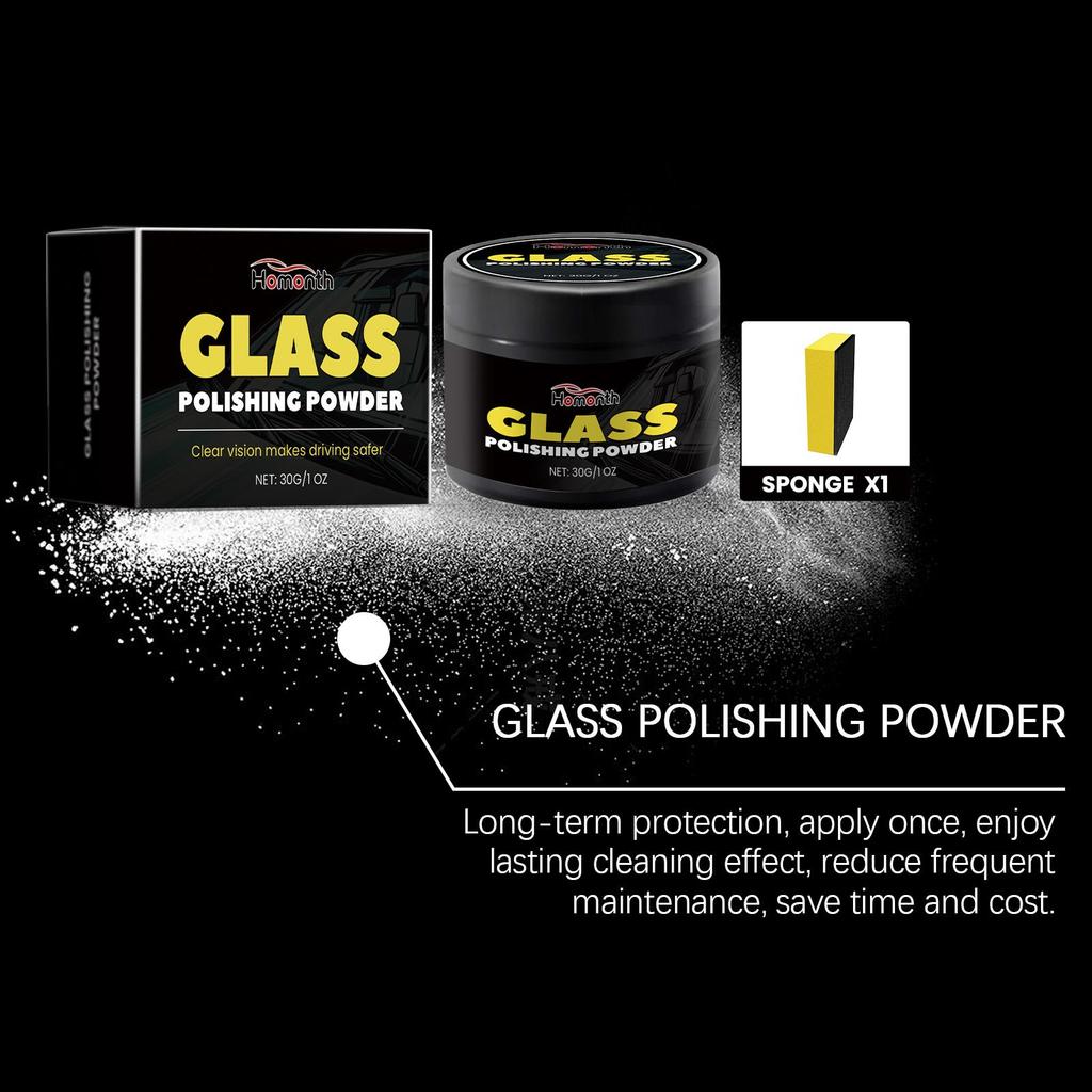 Homonth Prášek na leštění autoskel Leštění a čištění olejového filmu na čelním skle auta Prášek na čištění skla auta