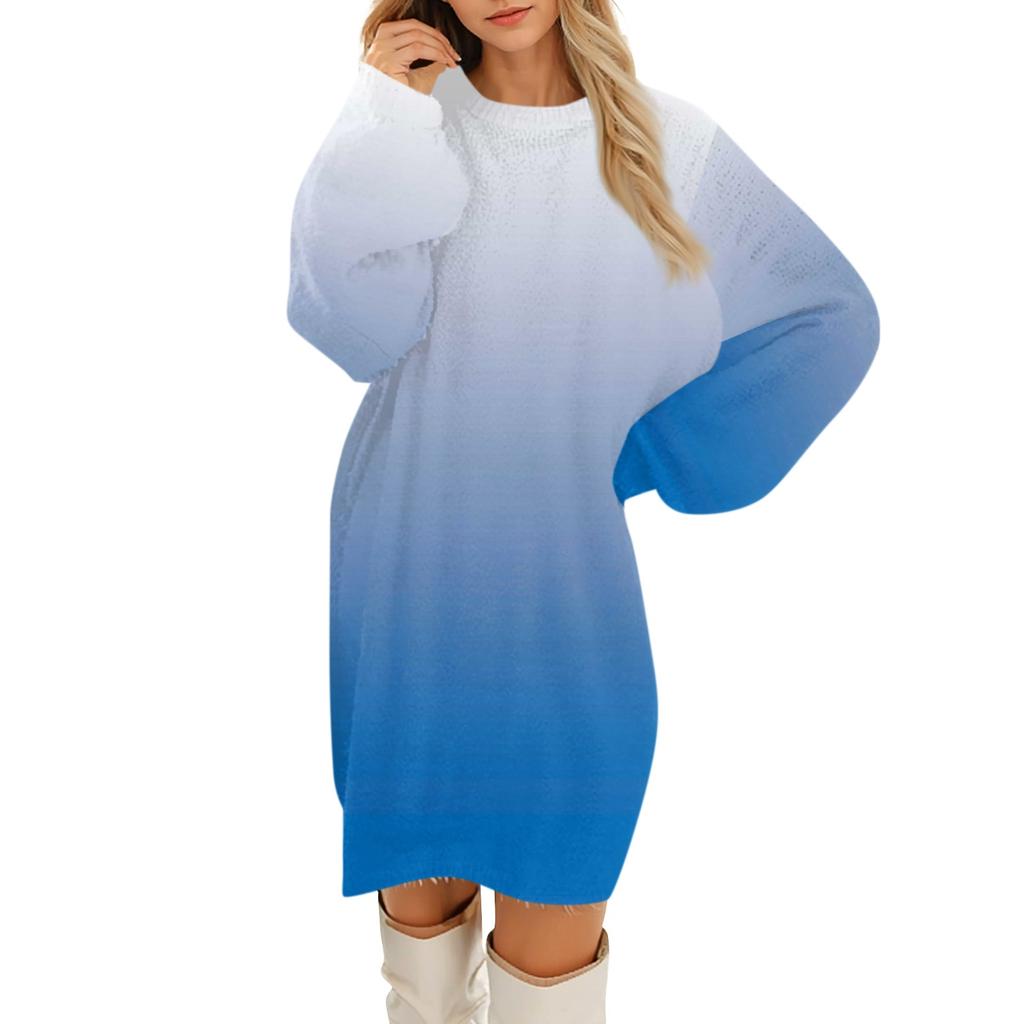 Women's Round Neck Casual Long Sleeve Plush Dresses