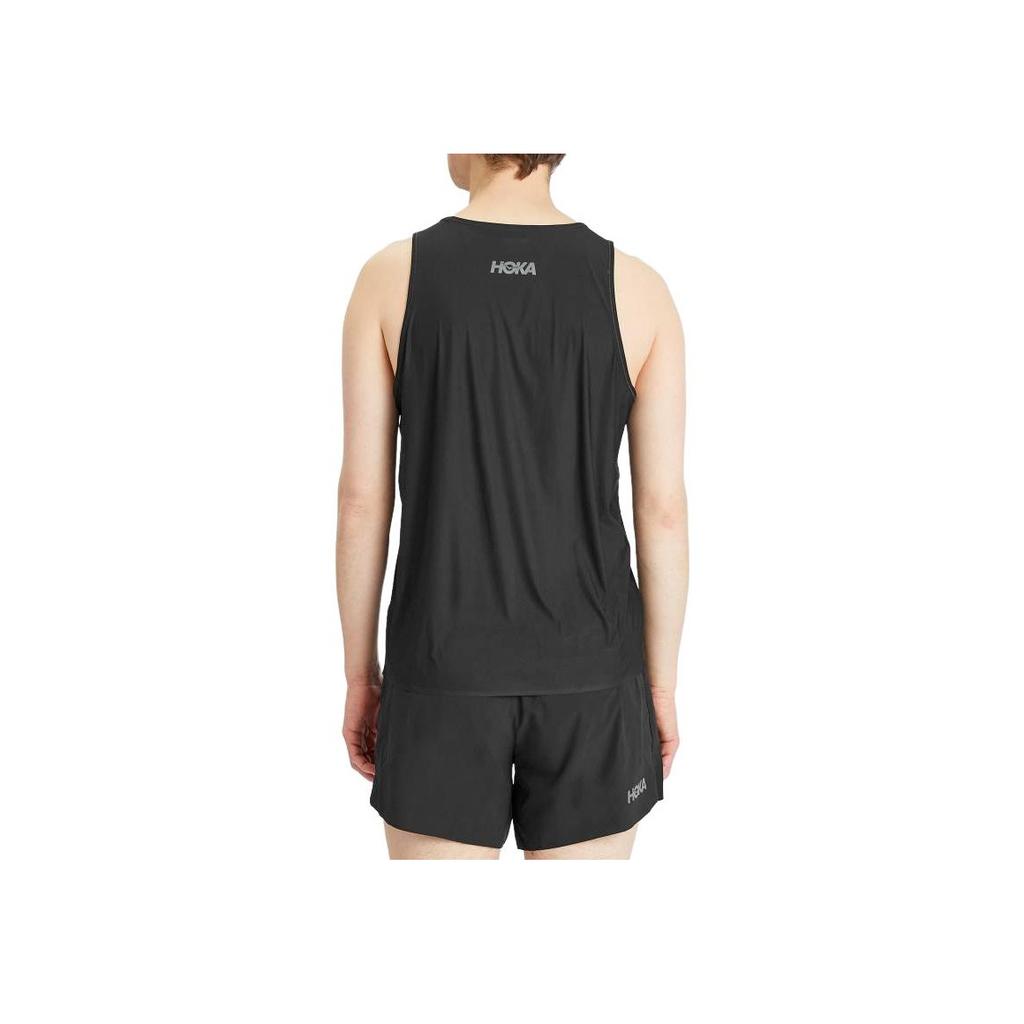 HOKA ONE ONE Solid Logo Lightweight Round Neck Vest Men tops Black 1151070-BLK