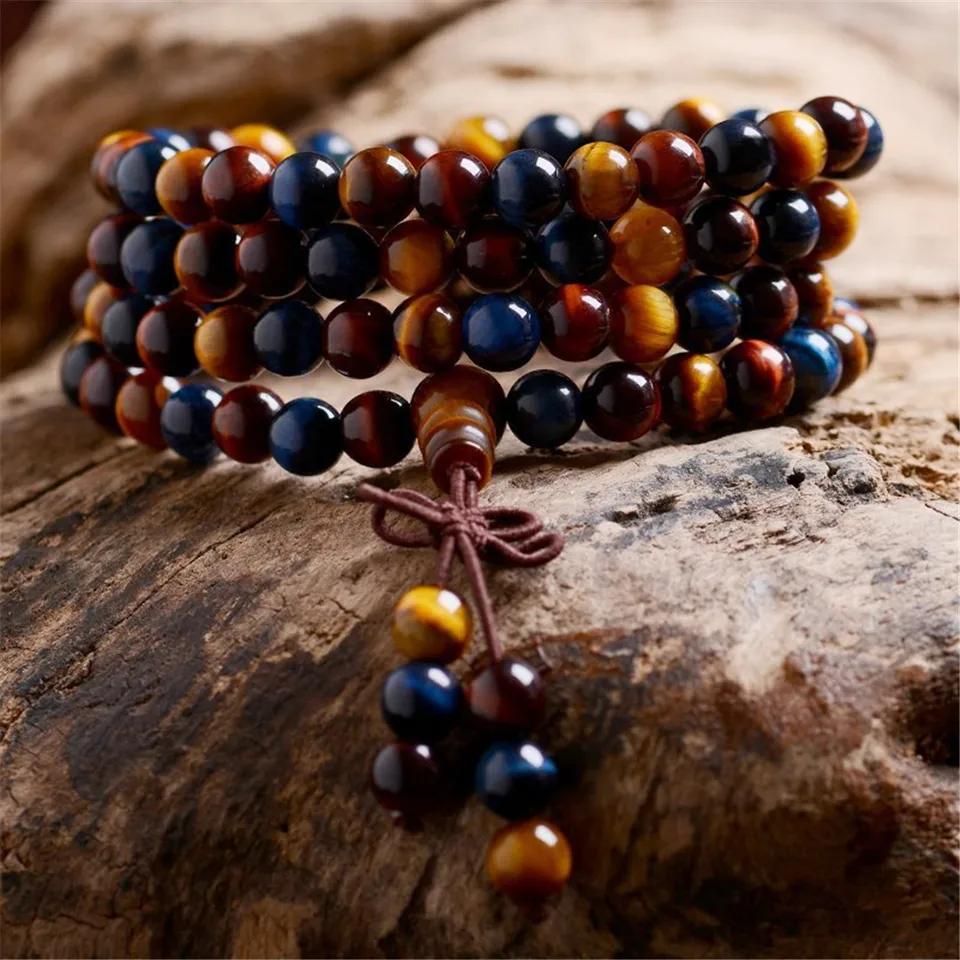 6mm Natural Colorful Tiger Eye Round Beads Bracelet for Women Lady Man Wealth Gift Healing Crystal Stone Strands Jewelry AAAAA