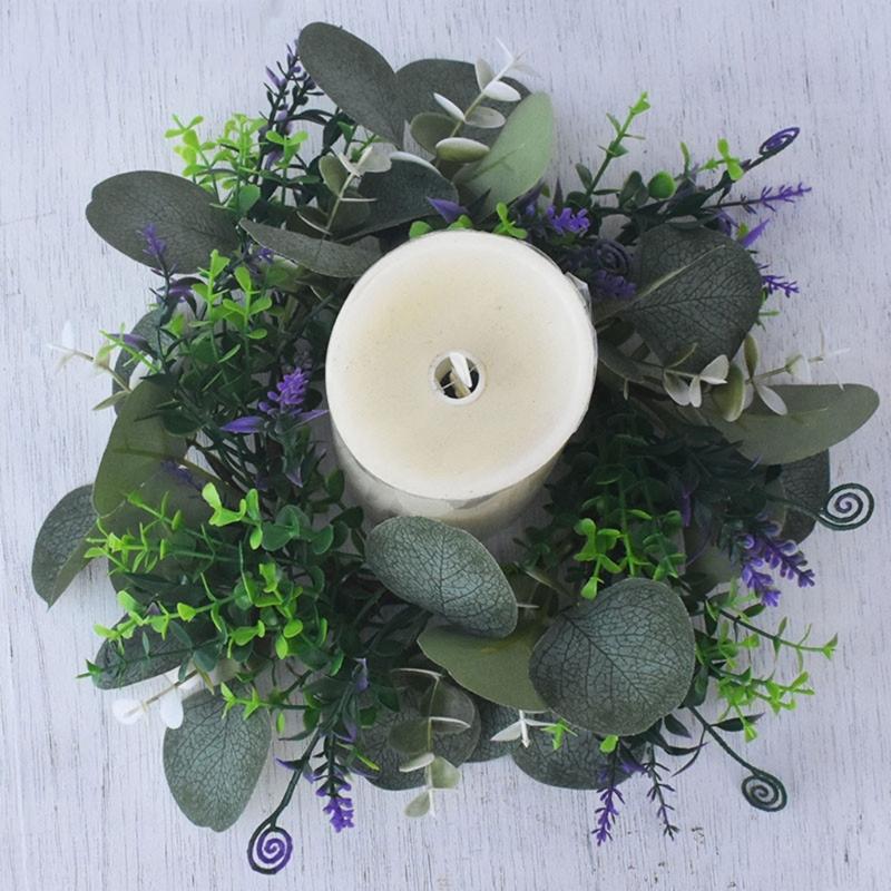 Christmas Candle Garlands Rings Simulation Mini Wreaths for Candle Christmas Candle Holder Candle Wreaths Christmas