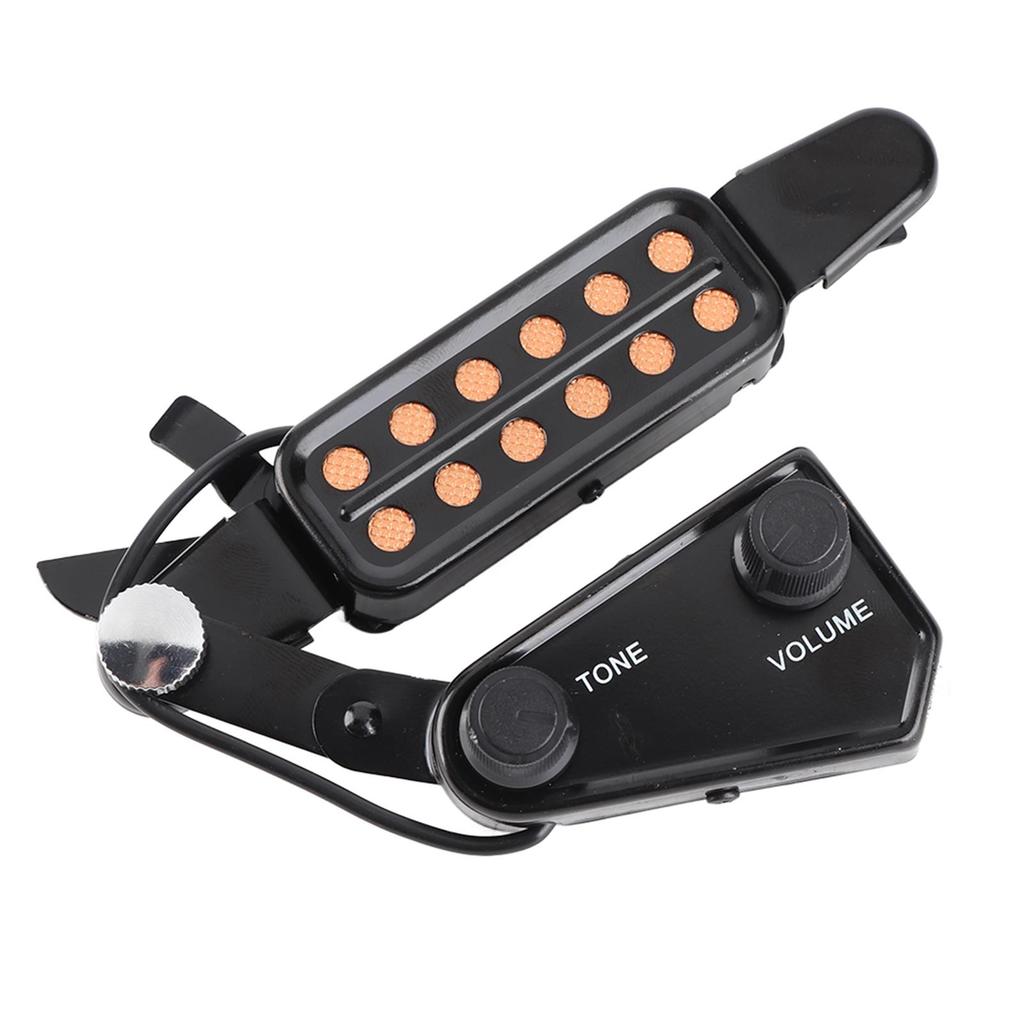 Guitar Pickup 12 Hole Acoustic Guitar Soundhole Pickup with Tone Volume Controller and Audio Cable