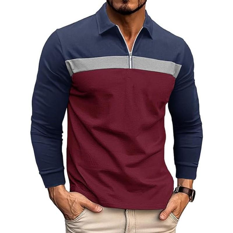 2025 Autumn and Winter New Lapel POLO Shirt Men's Long Sleeve Top