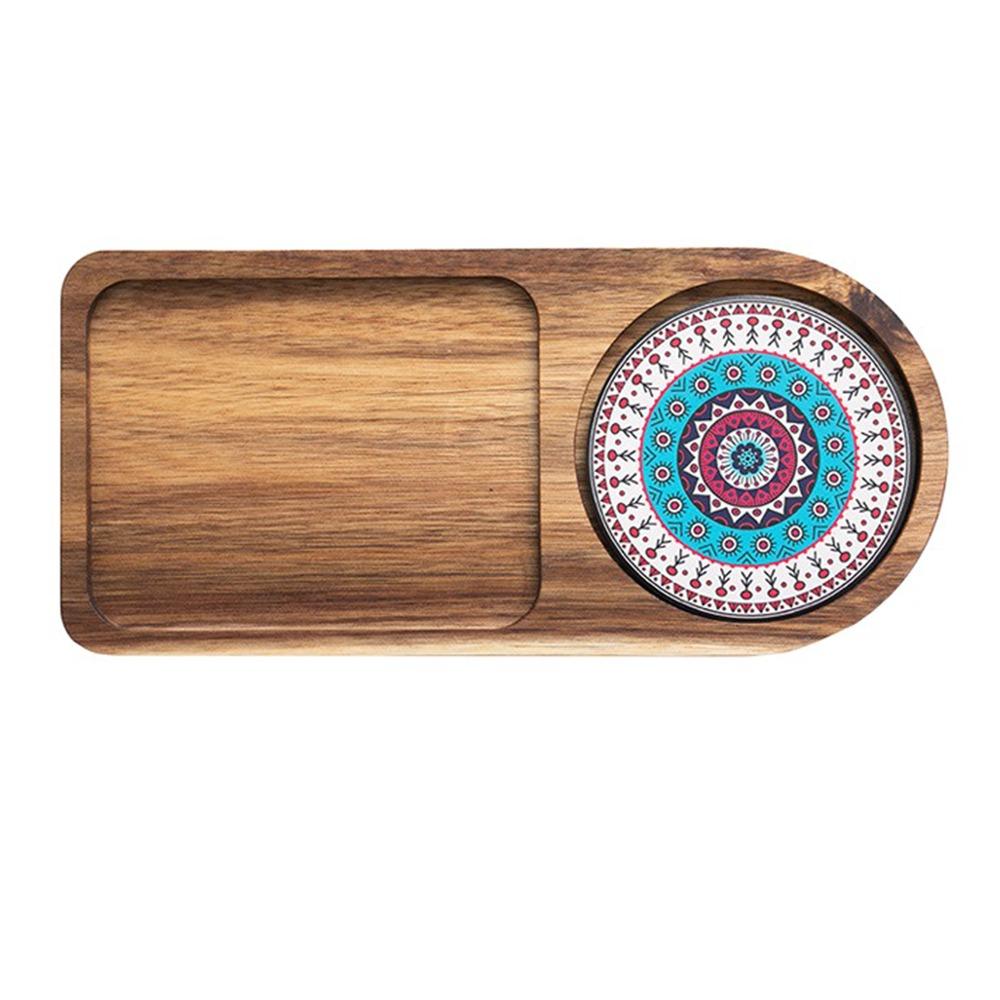 

Portable Kitchen Serving Tray Detachable Coaster Dessert Breakfast Plate Dried Fruit Plate Kitchen Style 2