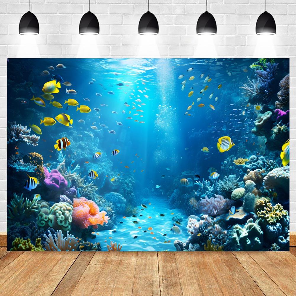 Underwater World Backgrounds for Photographs Ocean Fish Coral Fish Tank Decor Aquarium Scene Portrait Backdrop Shooting Props