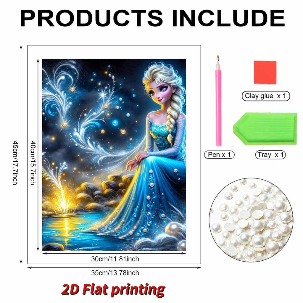 DisneyFrozen Princess Elsa Pearl Inlay Painting A purely handmade pearl embroidery art piece, featuring both gift and home decoration design functions