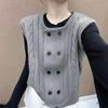 Cardigan Vest Female Spring Korean Loose and Slim Coat Vest Women Double Breasted Slouchy Versatile Retro Sweater Cardigan