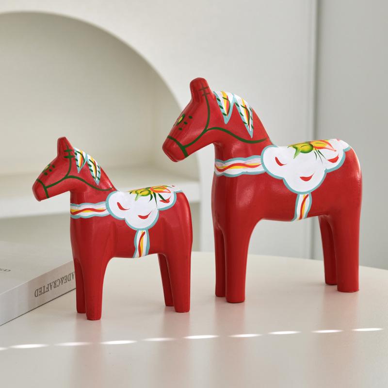 (PH)1/2PCS Dalecarlian Horse Ornament Novelty Traditional Home Decoration Collection Souvenir Memento Swedish Dala Horse Statue