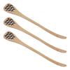 3Pcs Honey Dipper Reusable Wooden Carving Honey Spoon Mixing Stick for Home Kitchen RestaurantWood Color