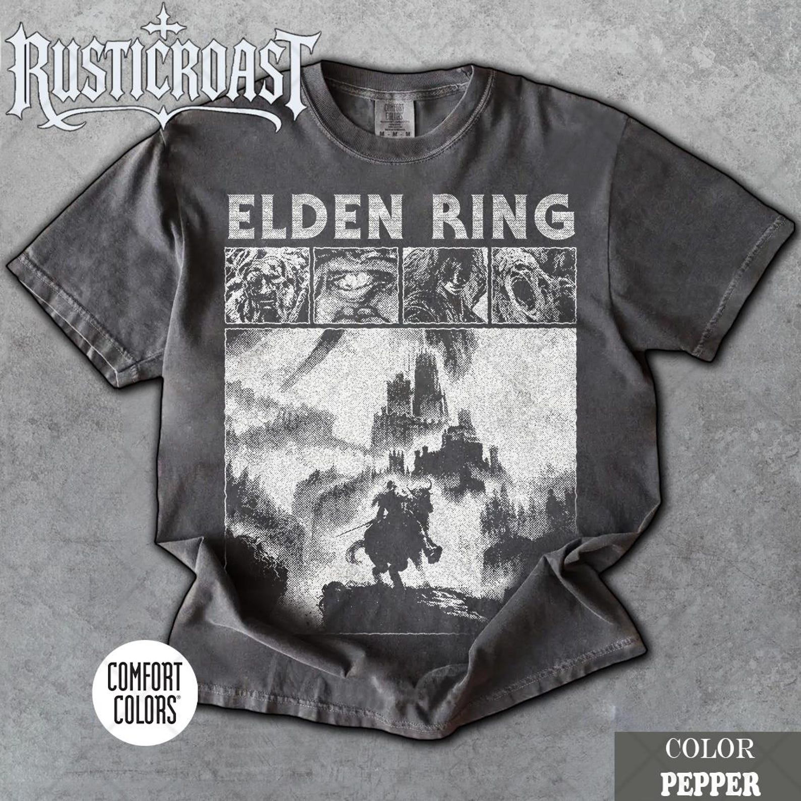Limited Comfort Colors Elden Ring, Vintage Elden Ring Soulslike Dark Fantasy Tee T-Shirt, Gift For Women and Man Unisex T-Shirt 2XL