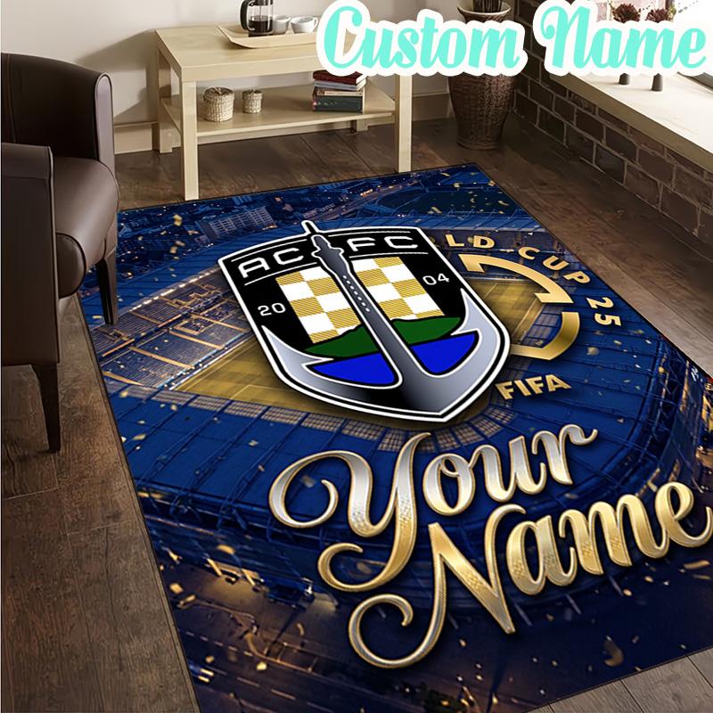 Custom Name Acfc Team Crest Rug, Office Rug, Chair Rug, Carpet for Living Rooms, Doormat Game Rug Home Decor Christmas Gifts