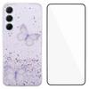 For Samsung Galaxy S25+ TPU Case WANLONFENG AW Series PVC Butterfly Epoxy Phone Cover with HD Film