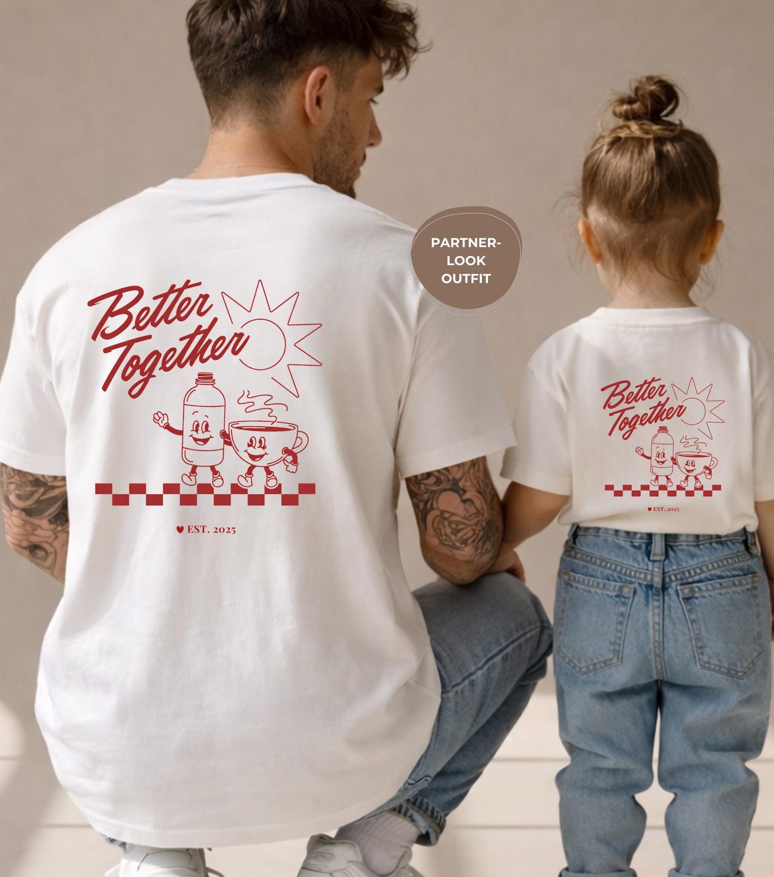 Personalized matching T-shirt – Cotton shirt – Matching set for mom & baby – Dad and child outfit – Gift for dad S