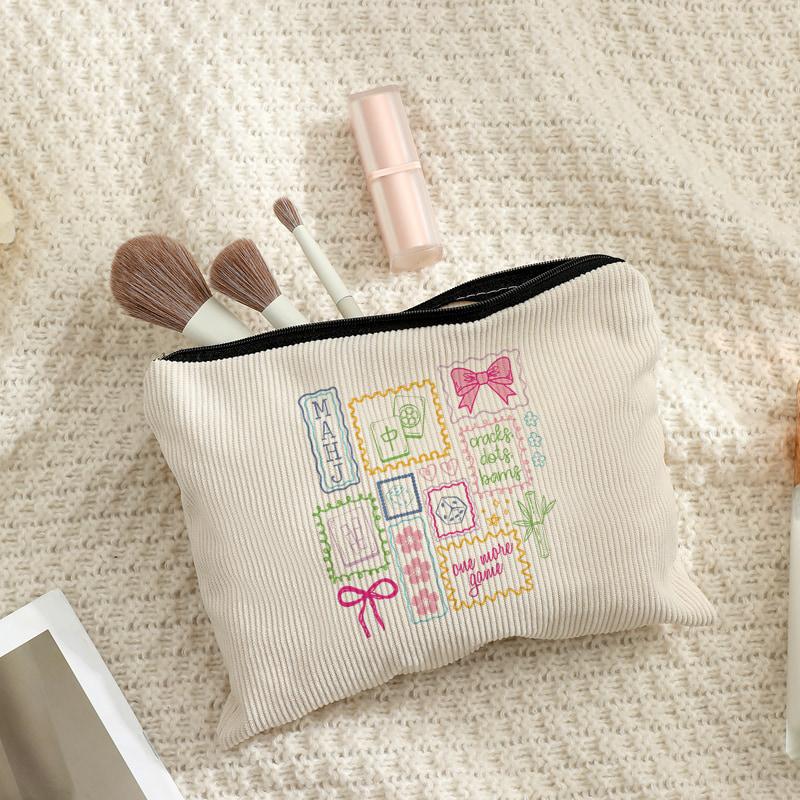 1 Stück Mahjong Spieler Make-up-Taschen Make-up Kordstoff Aufbewahrungstasche Ästhetisches Accessoire Reise für Frauen Mahjong Club Spiel Liebhaber Taschen