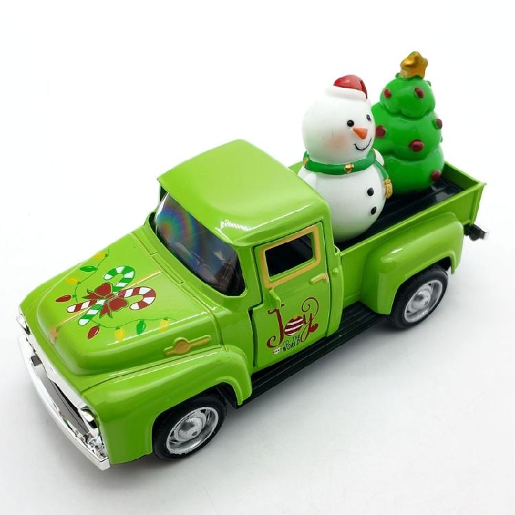 Pull Back Function Green Christmas Vehicle Alloys Crafted Desktop Model For Indoor Seasonal Styling