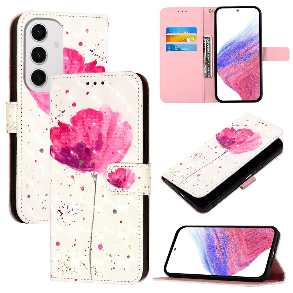 For Samsung Galaxy S24 FE Leather Case Pattern Printing Wallet Stand Mobile Cover with Strap