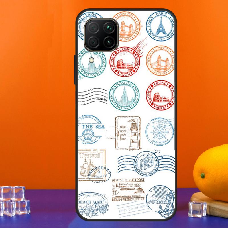 Retro Postkarte Reisepassstempel Für Huawei Nova 12s 12i 11i 5T 9 10 SE Y91 Y90 Y60 Y70 Y72 Y61 P60 Pro P20 P40 P30 Lite Hülle