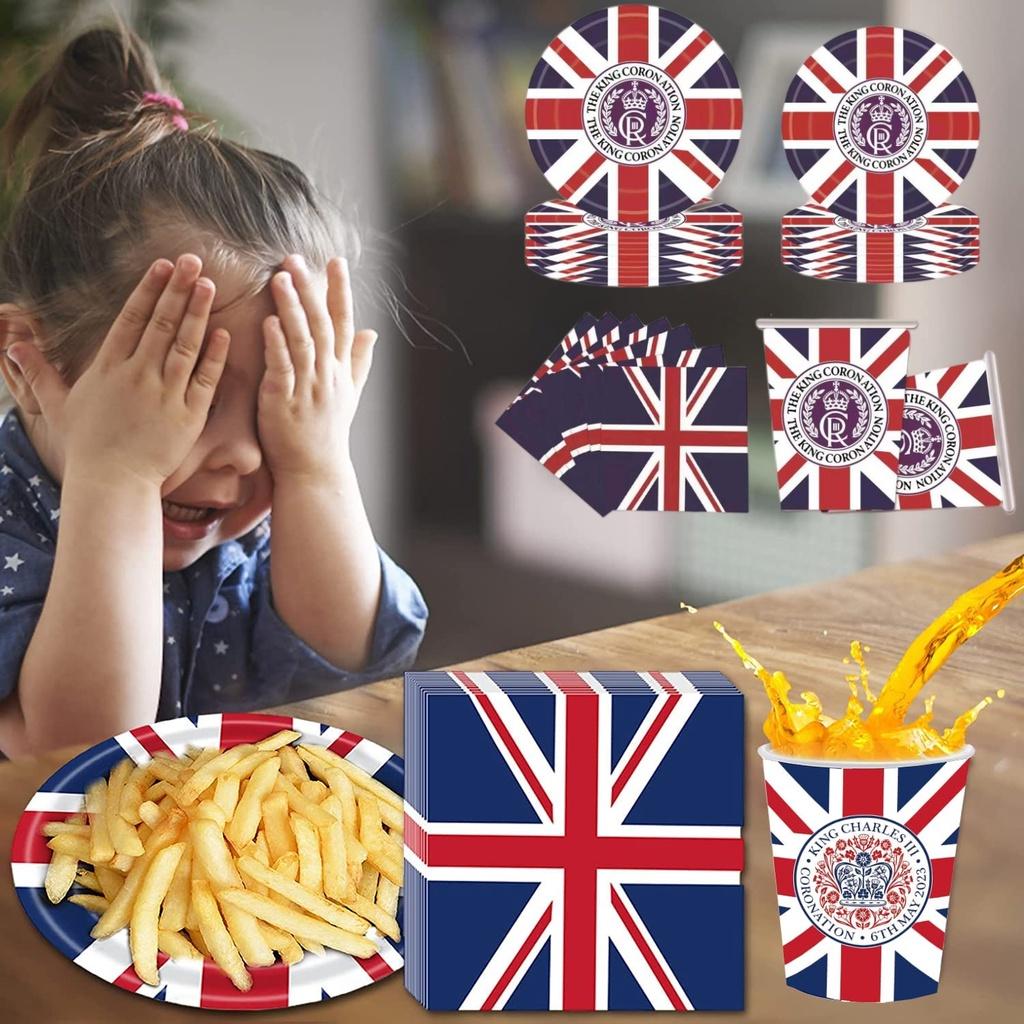König Karl III. Union Jack Einweg-Partyzubehör für Geburtstagsfeier