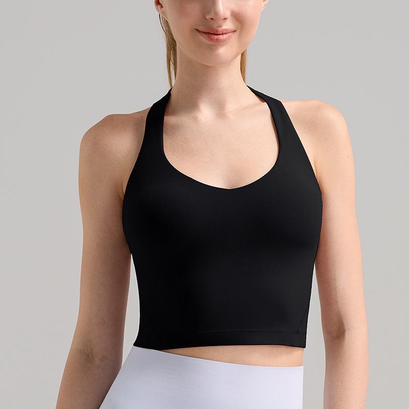 Align Series: European & American Sports Halter Neck Gathered Fitness Bra & Yoga Vest