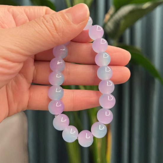 Beads Bracelet Contrast Color Elastic Rope Handmade Polishing Faux Crystal Beaded Bracelet Jewelry Accessories