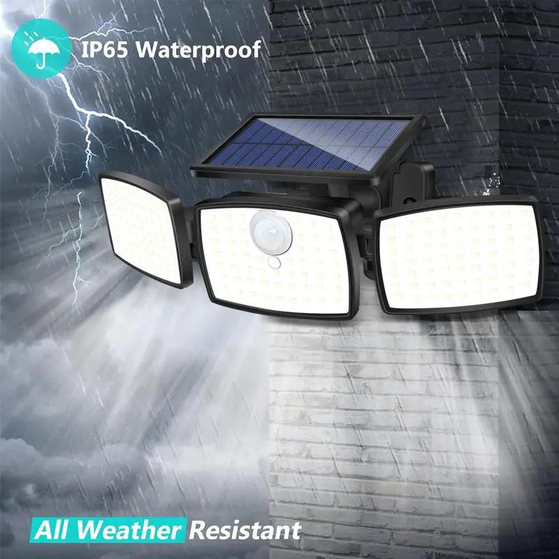2 Pack 179 LED Solar Wall Lamp with Motion Sensor 3 Lighting Modes Waterproof Outdoor Solar Security Floodlight for Patio Garden