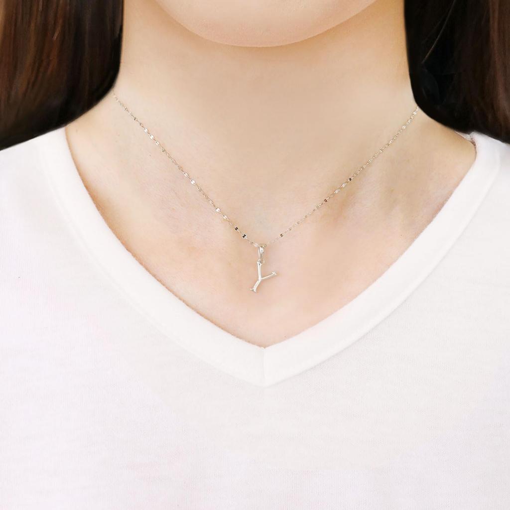 Lala Christie Initial Pendant Necklace, PT900 Platinum, for Men and Women, Charm, Letters, Y