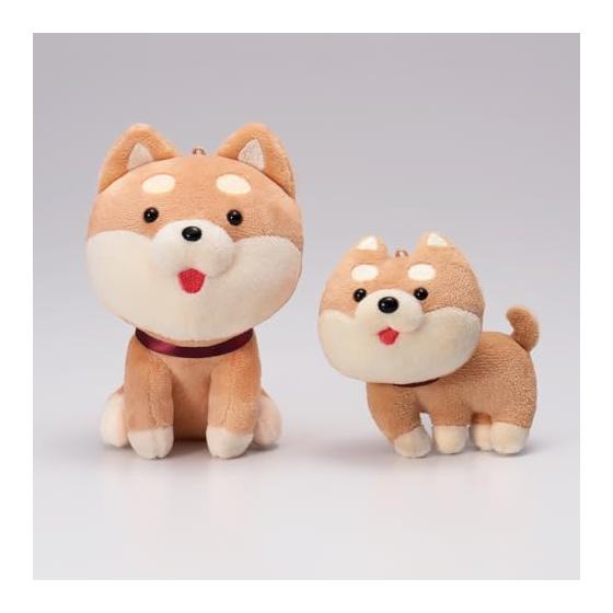 Our Pet Plushie - Sitting Shiba Inu (Red) - Irasutoya Original Design - Big Round Eyes, Curled Up Tail, Ball Chain, Name Tag Included