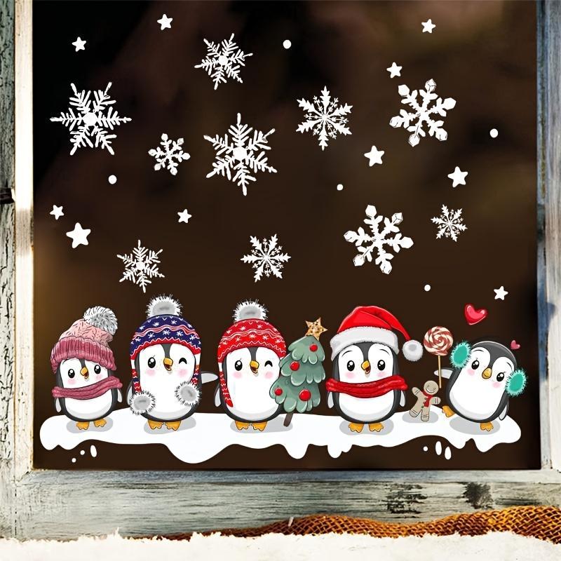 1pc Christmas Tree Branch Owl Penguin Snowflake Electrostatic Sticker Window Flim Creative Minimalist Home Decorations