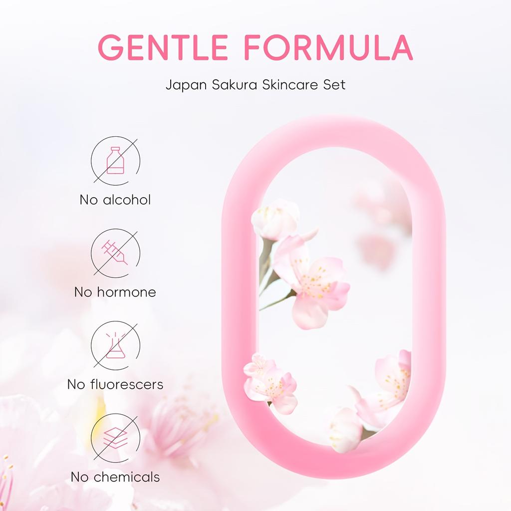 Sakura Skin Care Sets & Kits with Cleanser,Serum,Eye Cream,essence Cream Beauty Products for Women Gift Sets Routine Travel Kit