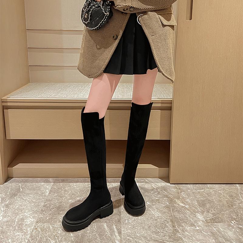 Uncle's same suede over-knee boots elastic thin boots long boots women's 2025 new long boots thick-soled high boots