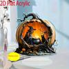 Pumpkin Witch, 2D Flat Acrylic, Tabletop Decoration, Ornaments, Suitable for Living Room, Office, Gifts, Halloween, Christmas