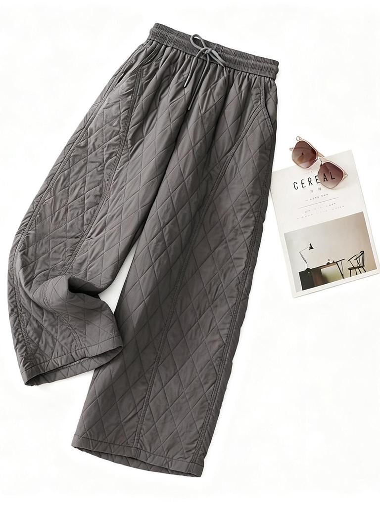 2025 Winter Women's High Waist Retro Quilted Padded Pants