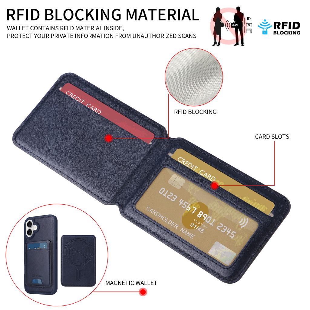 For iPhone 16 Plus Magnetic Case BETOPNICE RFID Blocking Leather Phone Back Cover with Detachable Card Bag