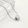 Titanium Steel Cube Pendant Necklace for Women - Stylish, Versatile Collarbone Chain Accessory.